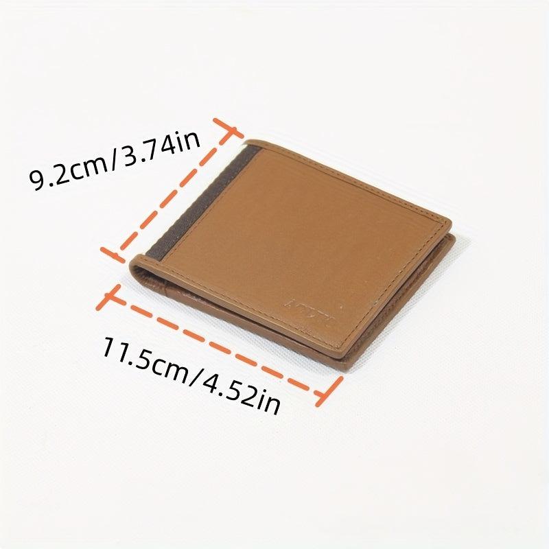 Men's Leather Short Wallet Thin Lychee Pattern Money Clip