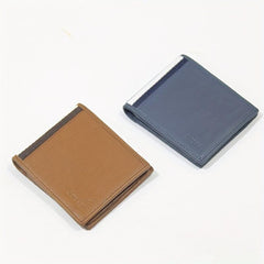 Men's Leather Short Wallet Thin Lychee Pattern Money Clip