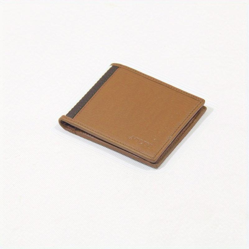 Men's Leather Short Wallet Thin Lychee Pattern Money Clip