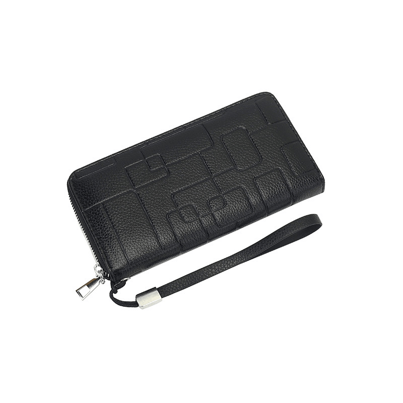 Men's Leather Zipper Handbag Long Wallet Clutch Phone Bag