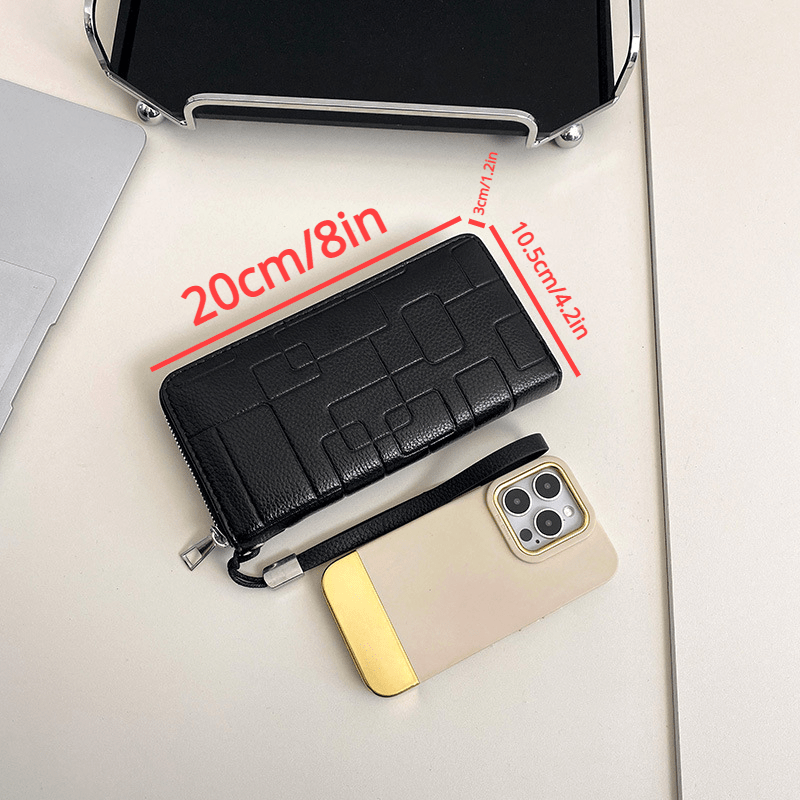 Men's Leather Zipper Handbag Long Wallet Clutch Phone Bag