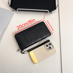 Men's Leather Zipper Handbag Long Wallet Clutch Phone Bag