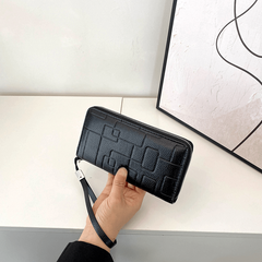 Men's Leather Zipper Handbag Long Wallet Clutch Phone Bag