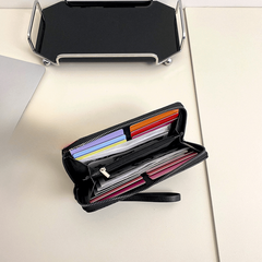 Men's Leather Zipper Handbag Long Wallet Clutch Phone Bag