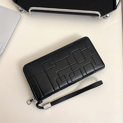 Men's Leather Zipper Handbag Long Wallet Clutch Phone Bag