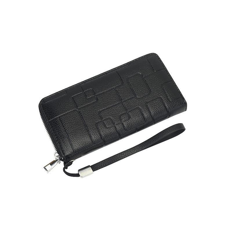 Men's Leather Zipper Handbag Long Wallet Clutch Phone Bag