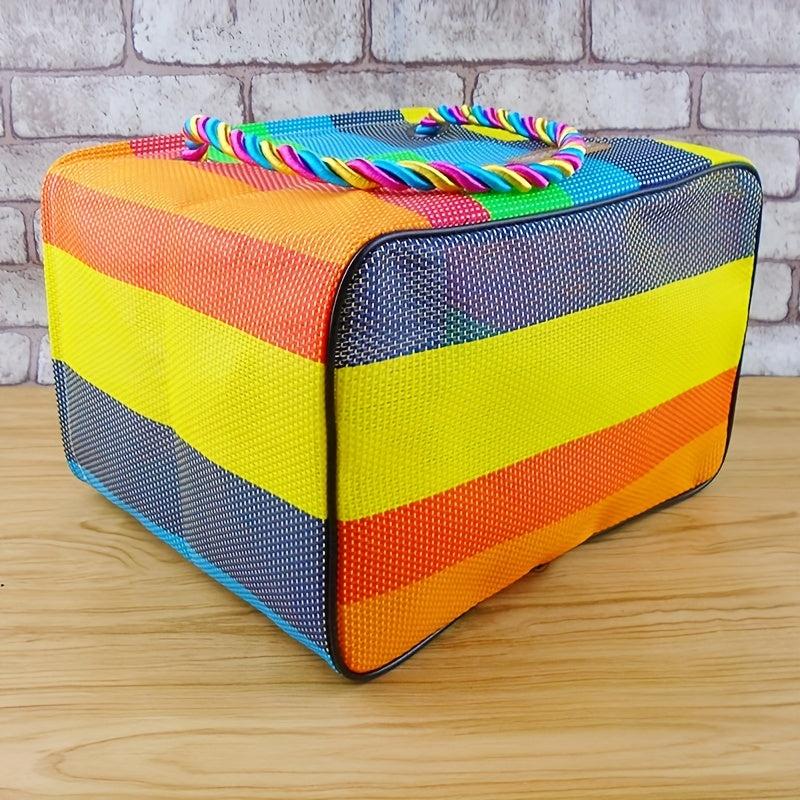 Woven Mesh Bath Bag Handheld Foldable Basket Fitness Wash Bag