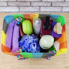 Woven Mesh Bath Bag Handheld Foldable Basket Fitness Wash Bag
