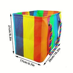 Woven Mesh Bath Bag Handheld Foldable Basket Fitness Wash Bag
