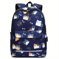 Casual Student School Bag with Reflective Strip and USB Port