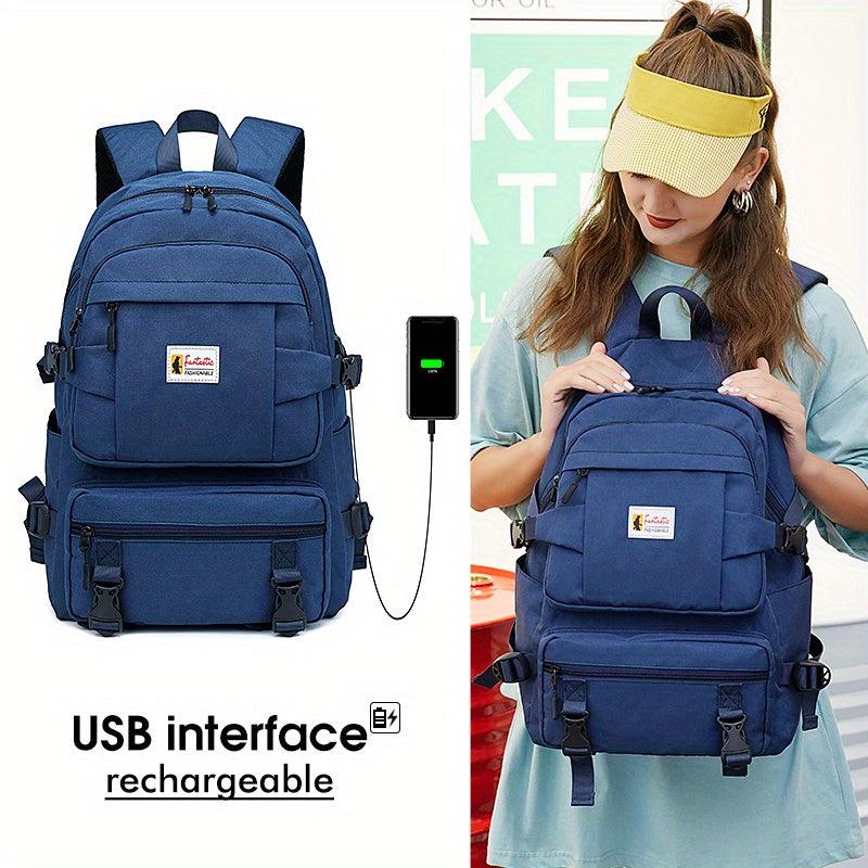 Large Capacity School Backpack with USB Charging Port
