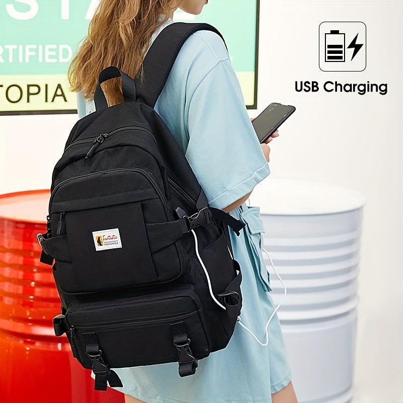 Large Capacity School Backpack with USB Charging Port