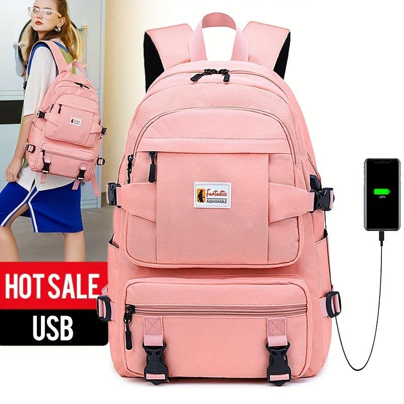 Large Capacity School Backpack with USB Charging Port