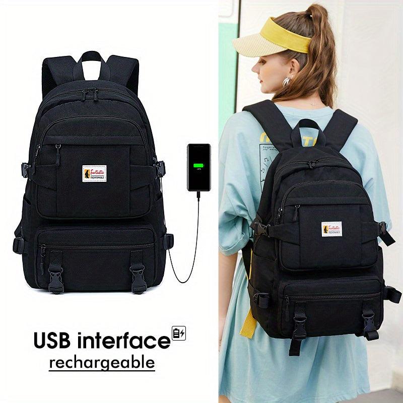 Large Capacity School Backpack with USB Charging Port