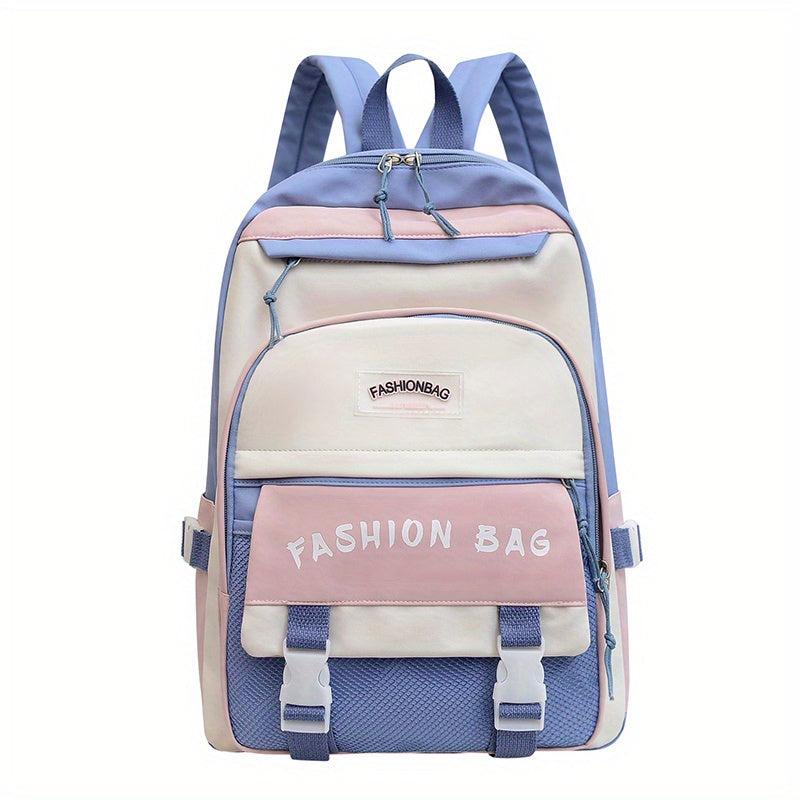 Creative Contrast Backpack Large Capacity Schoolbag Preppy Women's Backpack