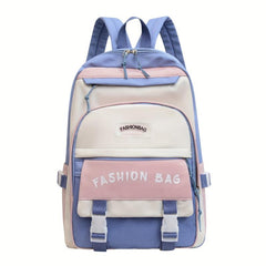 Creative Contrast Backpack Large Capacity Schoolbag Preppy Women's Backpack