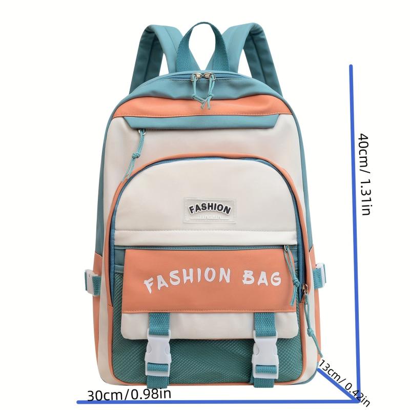 Creative Contrast Backpack Large Capacity Schoolbag Preppy Women's Backpack
