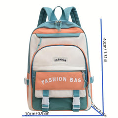 Creative Contrast Backpack Large Capacity Schoolbag Preppy Women's Backpack