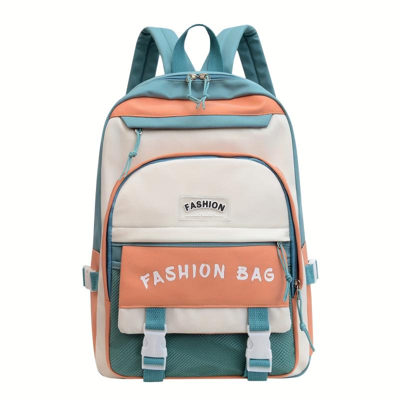 Creative Contrast Backpack Large Capacity Schoolbag Preppy Women's Backpack