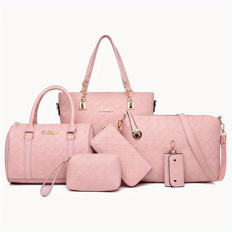Crossbody Briefcase Six Piece PU Solid Woven Shoulder Carrying Case