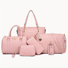 Crossbody Briefcase Six Piece PU Solid Woven Shoulder Carrying Case