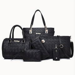 Crossbody Briefcase Six Piece PU Solid Woven Shoulder Carrying Case