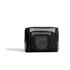 3pcs Mesh Cosmetic Bag Portable Toiletry Travel Storage Set