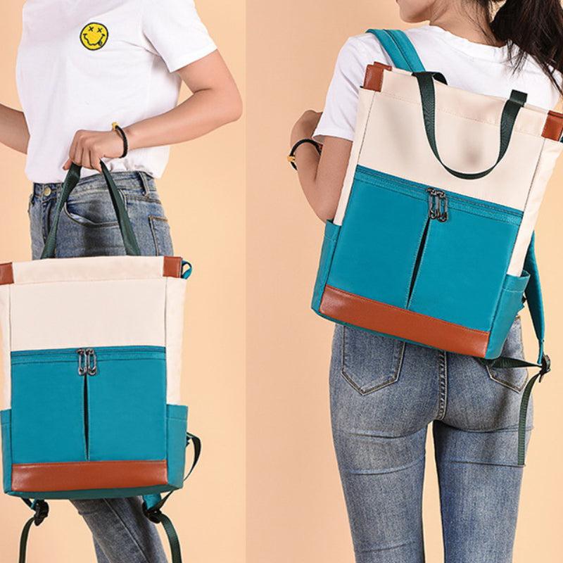 Contrast Backpack Large Capacity Double Shoulder Bag Women's Travel Bag