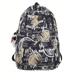 Graffiti Letter Pattern Nylon Backpack for School Students