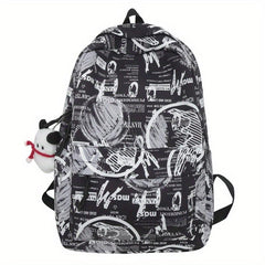 Graffiti Letter Pattern Nylon Backpack for School Students
