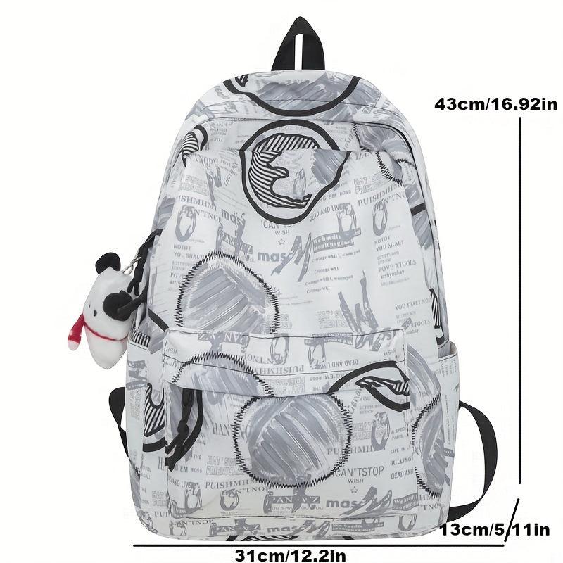 Graffiti Letter Pattern Nylon Backpack for School Students