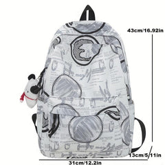 Graffiti Letter Pattern Nylon Backpack for School Students