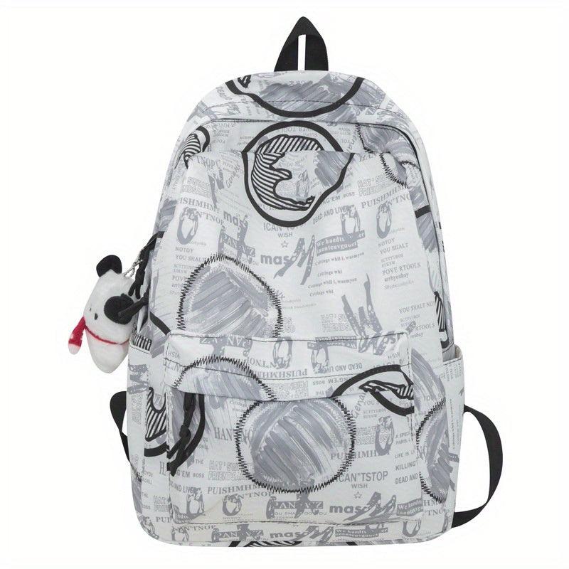 Graffiti Letter Pattern Nylon Backpack for School Students