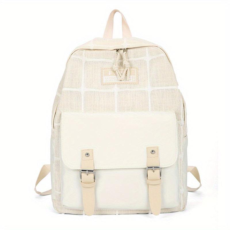 Large Plaid Backpack Students School Bag Travel Backpack
