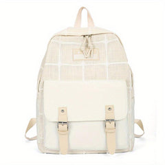 Large Plaid Backpack Students School Bag Travel Backpack