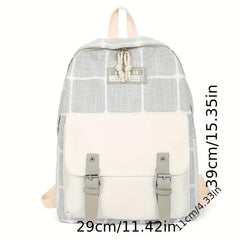 Large Plaid Backpack Students School Bag Travel Backpack