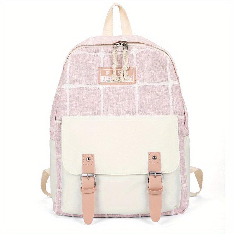 Large Plaid Backpack Students School Bag Travel Backpack