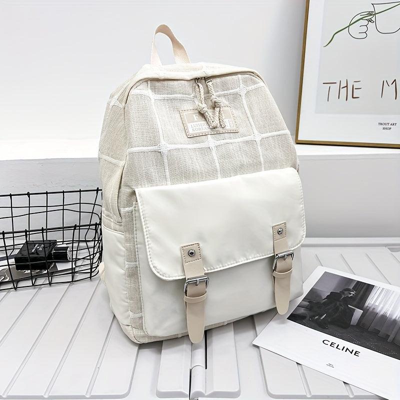 Large Plaid Backpack Students School Bag Travel Backpack
