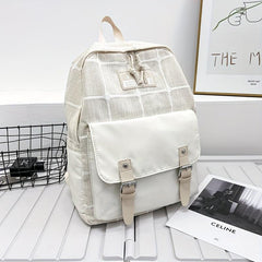 Large Plaid Backpack Students School Bag Travel Backpack