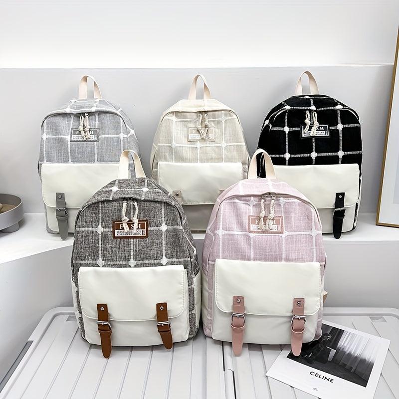 Large Plaid Backpack Students School Bag Travel Backpack