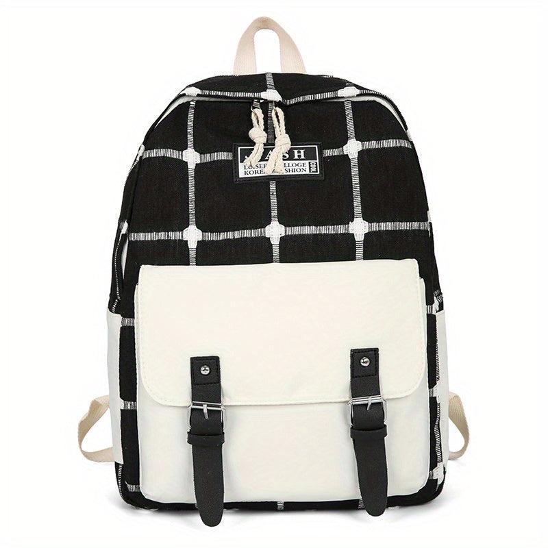 Large Plaid Backpack Students School Bag Travel Backpack