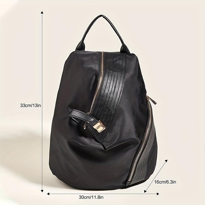 Nylon PU Leather Personality Backpack Large Capacity Bag