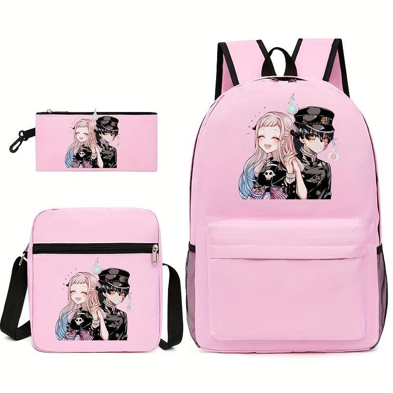 3pcs Cartoon Girl Backpack Set for Teenagers