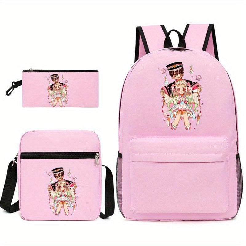 3pcs Cartoon Girl Backpack Set for Teenagers