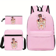 3pcs Cartoon Girl Backpack Set for Teenagers