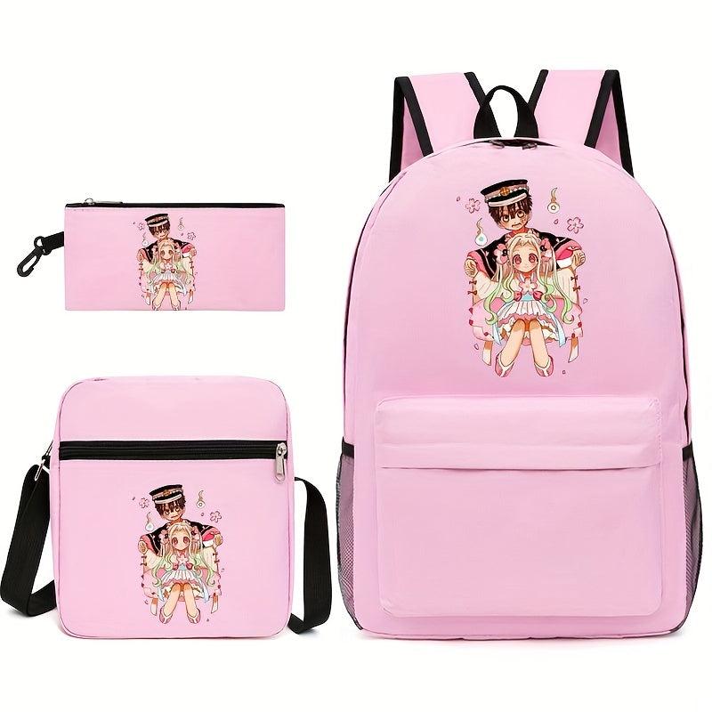 3pcs Cartoon Girl Backpack Set for Teenagers
