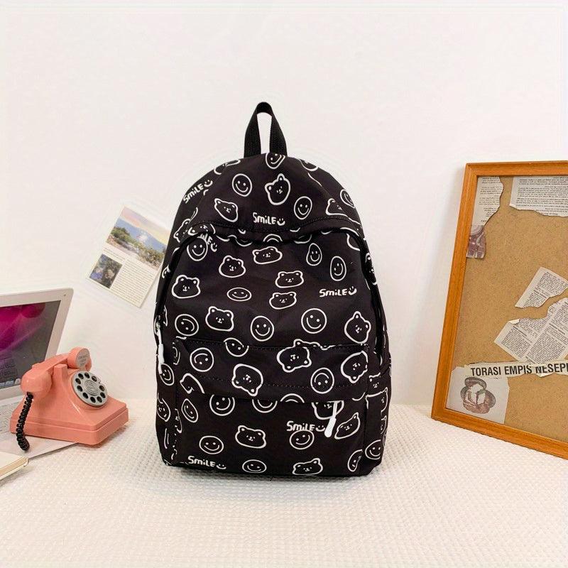 Smile & Bear Pattern Backpack for Boys & Girls - Versatile Schoolbag