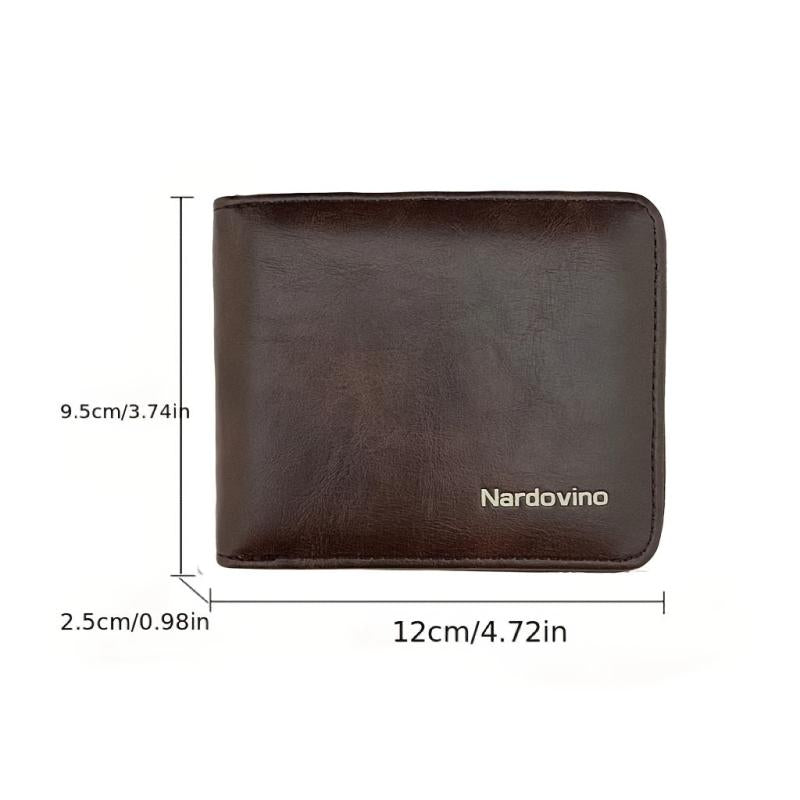 Men's Zipper Card Holder Short Wallet Leather Large Capacity Vintage