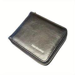 Men's Zipper Card Holder Short Wallet Leather Large Capacity Vintage
