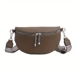 Minimalist Crescent Crossbody Bag Lychee Pattern Zipper Purse